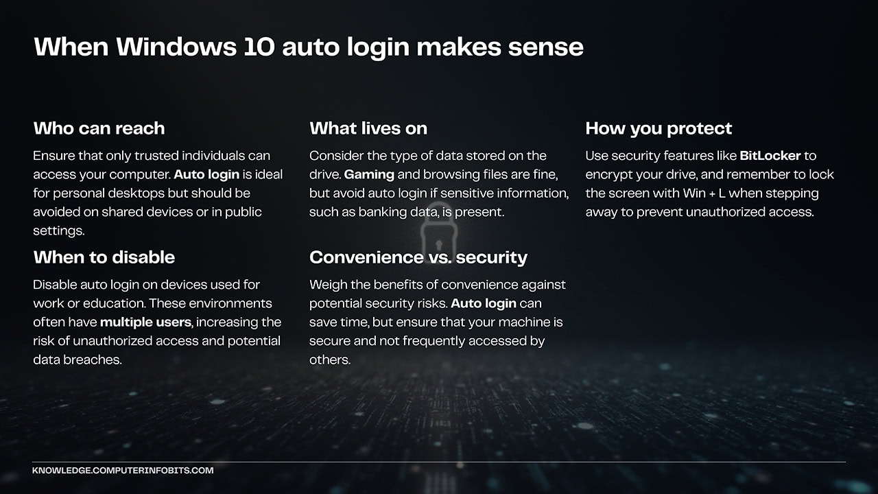 Desktop computer in a home office showing when automatic Windows login is appropriate for single users